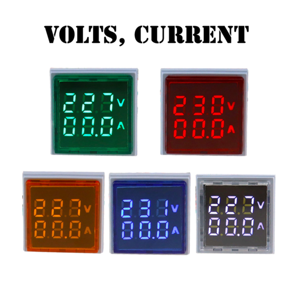 Square LED Digital Voltmeter Ammeter